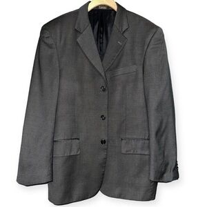 Fineri Italy Men’s Size 38 S Grey Mini Houndstooth Wool Suit Jacket Blazer